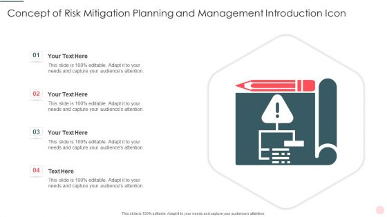 Concept Of Risk Mitigation Planning And Management Introduction Icon Brochure PDF