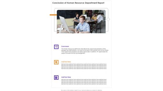 Conclusion Of Human Resource Department Report One Pager Documents Conclusion Of Human Resource Department Report One Pager Documents