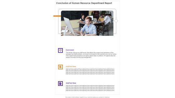 Conclusion Of Human Resource Department Report One Pager Documents