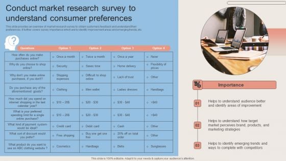 Conduct Market Research Survey To Understand Consumer Preferences Microsoft PDF