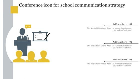 Conference Icon For School Communication Strategy Background PDF