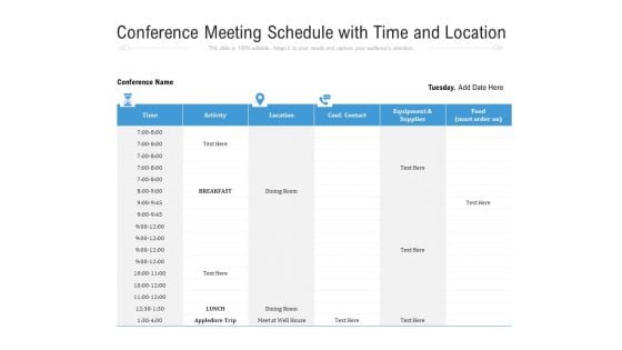 Conference Meeting Schedule With Time And Location Ppt PowerPoint Presentation File Picture PDF Conference Meeting Schedule With Time And Location Ppt PowerPoint Presentation File Picture PDF