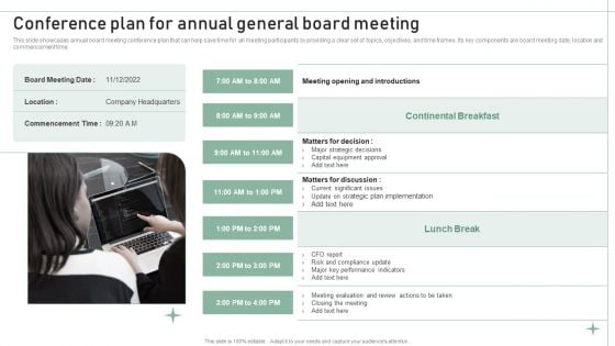 Conference Plan For Annual General Board Meeting Designs PDF