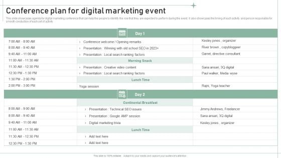 Conference Plan For Digital Marketing Event Themes PDF Conference Plan For Digital Marketing Event Themes PDF