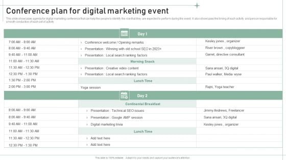 Conference Plan For Digital Marketing Event Themes PDF