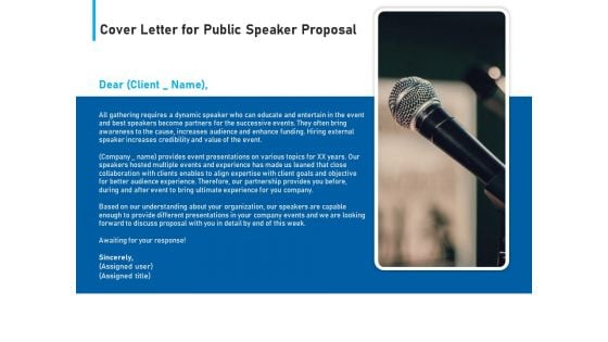 Conference Session Cover Letter For Public Speaker Proposal Ppt Infographic Template Example PDF