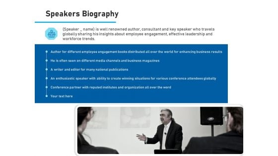 Conference Session Speakers Biography Ppt Slides Example File PDF