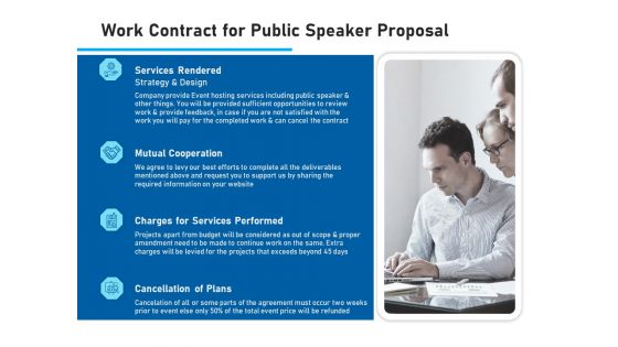 Conference Session Work Contract For Public Speaker Proposal Ppt Model Ideas PDF