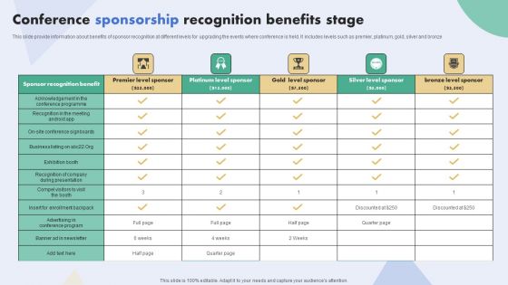 Conference Sponsorship Recognition Benefits Stage Demonstration PDF