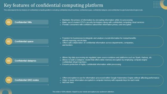 Confidential Computing System Technology Key Features Of Confidential Computing Elements PDF
