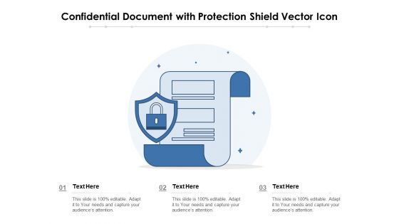 Confidential Document With Protection Shield Vector Icon Ppt PowerPoint Presentation Icon Backgrounds PDF