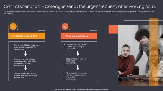 Conflict Scenario 2 Colleague Sends The Urgent Requests After Working Hours Ppt Show Portfolio PDF