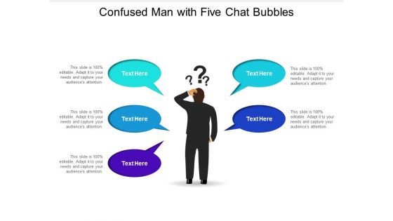 Confused Man With Five Chat Bubbles Ppt PowerPoint Presentation Professional Picture PDF