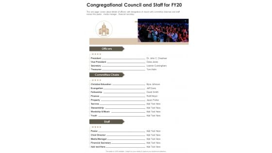Congregational Council And Staff For FY20 One Pager Documents