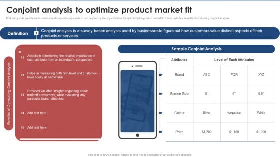 Conjoint Analysis To Optimize Product Market Fit Brand Value Estimation Guide Icons PDF