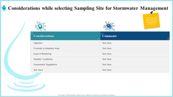 Considerations While Selecting Sampling Site For Stormwater Management Background PDF