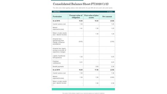 Consolidated Balance Sheet FY2020 Template 51 One Pager Documents Consolidated Balance Sheet FY2020 Template 51 One Pager Documents