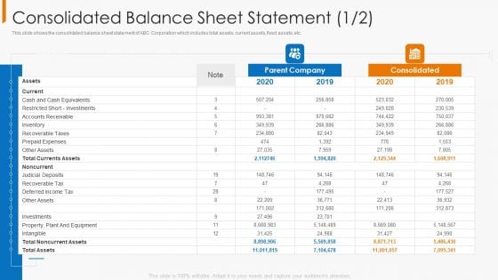 Consolidated Balance Sheet Statement Tax Designs PDF