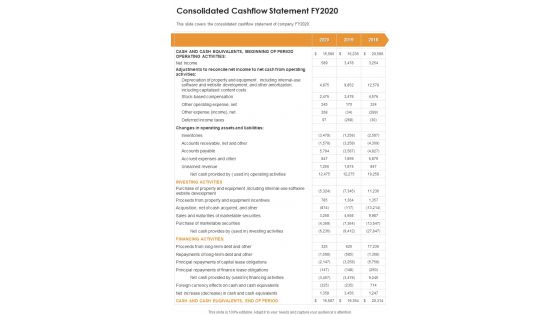 Consolidated Cashflow Statement FY2020 One Pager Documents