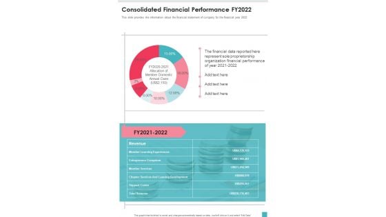 Consolidated Financial Performance FY2022 One Pager Documents Consolidated Financial Performance FY2022 One Pager Documents
