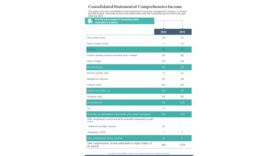 Consolidated Statement Of Comprehensive Income Template 34 One Pager Documents