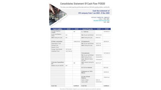 Consolidates Statement Of Cash Flow FY2020 One Pager Documents