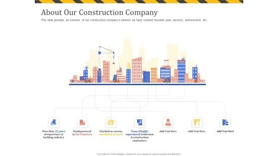 Construction Business Company Profile About Our Construction Company Sample PDF