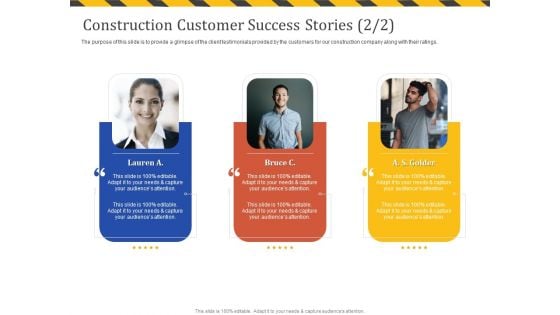 Construction Business Company Profile Construction Customer Success Stories Background PDF