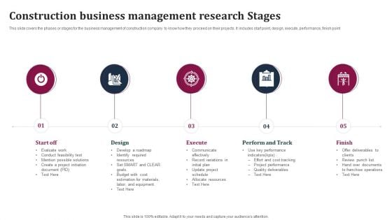 Construction Business Management Research Stages Infographics PDF Construction Business Management Research Stages Infographics PDF