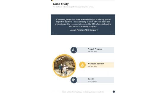 Construction Inspection Proposal Case Study One Pager Sample Example Document