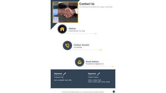 Construction Inspection Proposal Contact Us One Pager Sample Example Document