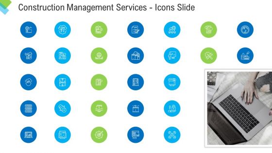 Construction Management Services Icons Slide Background PDF