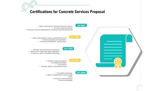 Construction Material Service Certifications For Concrete Services Proposal Designs PDF