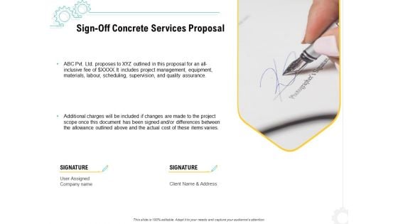 Construction Material Service Sign Off Concrete Services Proposal Pictures PDF