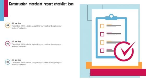 Construction Merchant Report Checklist Icon Infographics PDF