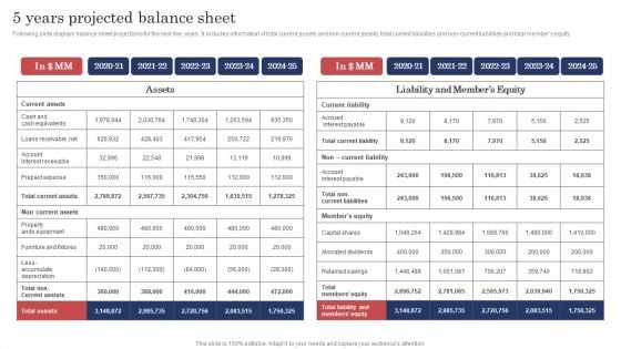 Construction Project Cost Benefit Analysis Report 5 Years Projected Balance Sheet Structure PDF