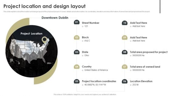 Construction Project Cost Benefit Analysis Report For Mortgage Approval Project Location And Design Layout Summary PDF