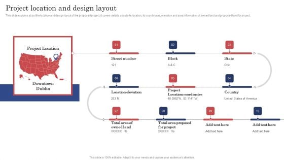 Construction Project Cost Benefit Analysis Report Project Location And Design Layout Slides PDF