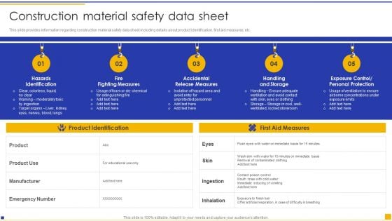 Construction Project Instructions Playbook Construction Material Safety Data Sheet Structure PDF