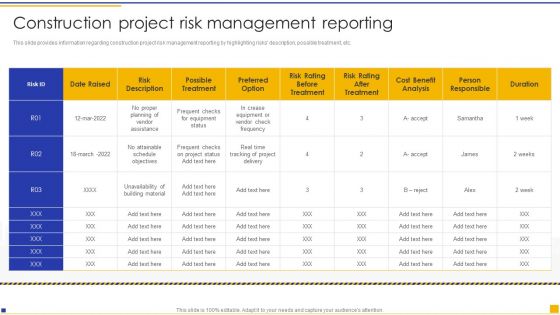 Construction Project Instructions Playbook Construction Project Risk Management Reporting Inspiration PDF