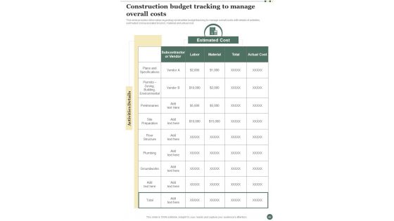 Construction Project Management Playbook Template
