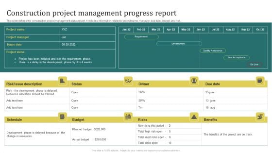 Construction Project Management Progress Report Elements PDF Construction Project Management Progress Report Elements PDF