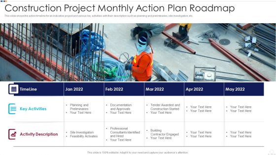 Construction Project Monthly Action Plan Roadmap Information PDF