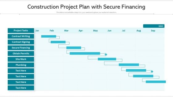 Construction Project Plan With Secure Financing Ppt PowerPoint Presentation Gallery Gridlines PDF