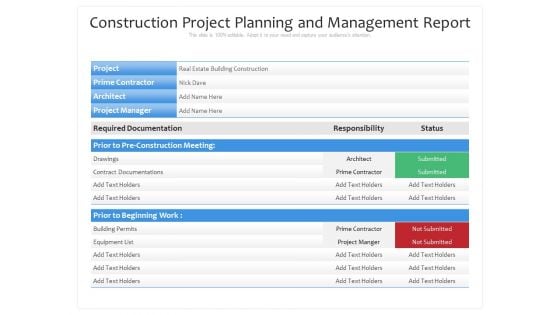 Construction Project Planning And Management Report Ppt PowerPoint Presentation Infographics Topics PDF Construction Project Planning And Management Report Ppt PowerPoint Presentation Infographics Topics PDF