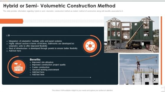 Construction Project Playbook Hybrid Or Semi Volumetric Construction Method Ppt Infographic Template File Formats PDF