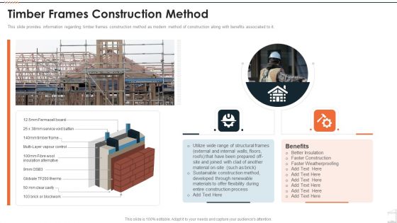 Construction Project Playbook Timber Frames Construction Method Ppt Visual Aids Example 2015 PDF