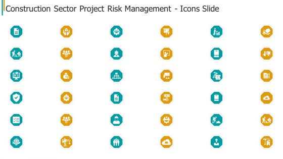 Construction Sector Project Risk Management Icons Slide Designs PDF