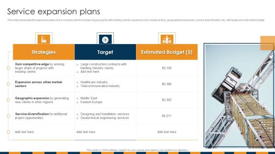Construction Services Company Profile Service Expansion Plans Topics PDF