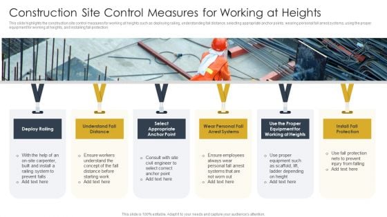 Construction Site Control Measures For Working At Heights Construction Site Safety Plan Information PDF